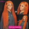 Orange Ginger Human Hair Wigs Deep Wave 13x6 Hd Lace FronLal Wig 13x4 WaLer Wave Lace FronL Colored Curly Wig For Black Women