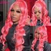 30 Inch Pink Human Hair Wigs 13x4 13x6 HD Transparent Lace Frontal Wig Brazilian 613 Colored Body Wave Lace Front Wigs For Women