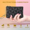 Black/Brown/Women's Leather Coin Wallet with Keychain, Small Zipper, Coin Pocket, Card Clip, Men's and Women's Wallet Handbag