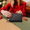 Black/Brown/Women's Leather Coin Wallet with Keychain, Small Zipper, Coin Pocket, Card Clip, Men's and Women's Wallet Handbag