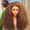 13x6 Hd Lace Water Wave Highlight Wig Human Hair Wigs Curly Colored Honey Blonde Front 13x4 Deep Wave RemyFrontal Wig Curls