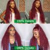 Red Wigs Colored Lace Front Deep Wave Burgundy Curly Human Hair Wig 100% 13x4 13x6 Hd Transparent Lace Frontal Wig For Women